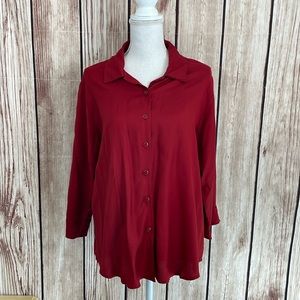April Cornell Red Button Down Size Small